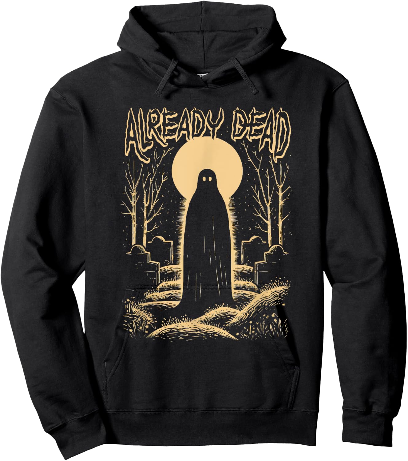 Last Gasp Graphics Already Dead Ghost In The Graveyard Haunts The Night Hoodie - Hoodie | Black