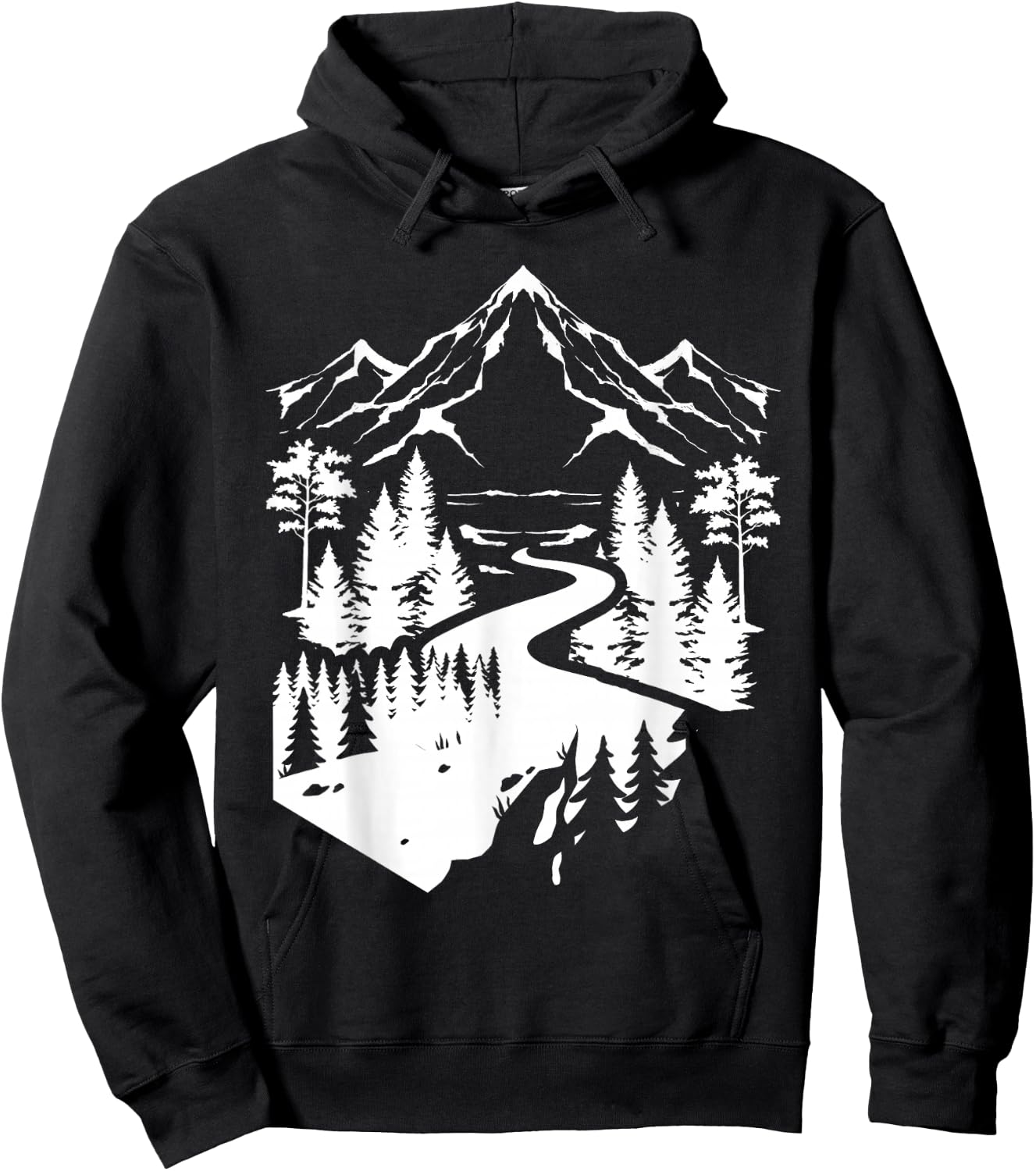 Outdoor Nature Mountain Hiker Forest Path Tree Hiking Hoodie - Hoodie | Black