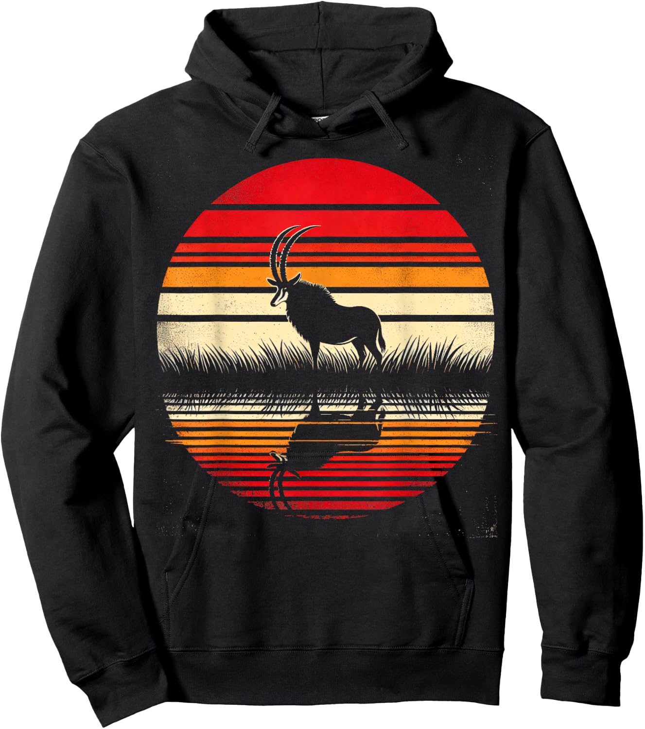 Sable Antelope Sunset Retro Style Safari Vintage 70s Hoodie - Hoodie | Black
