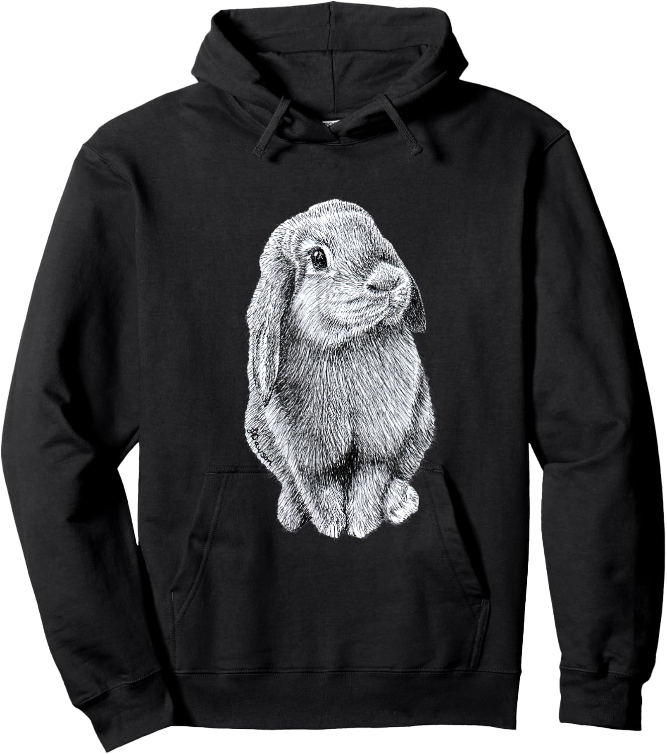 Cute Lop Eared Bunny Rabbit Hoodie - Hoodie | Black