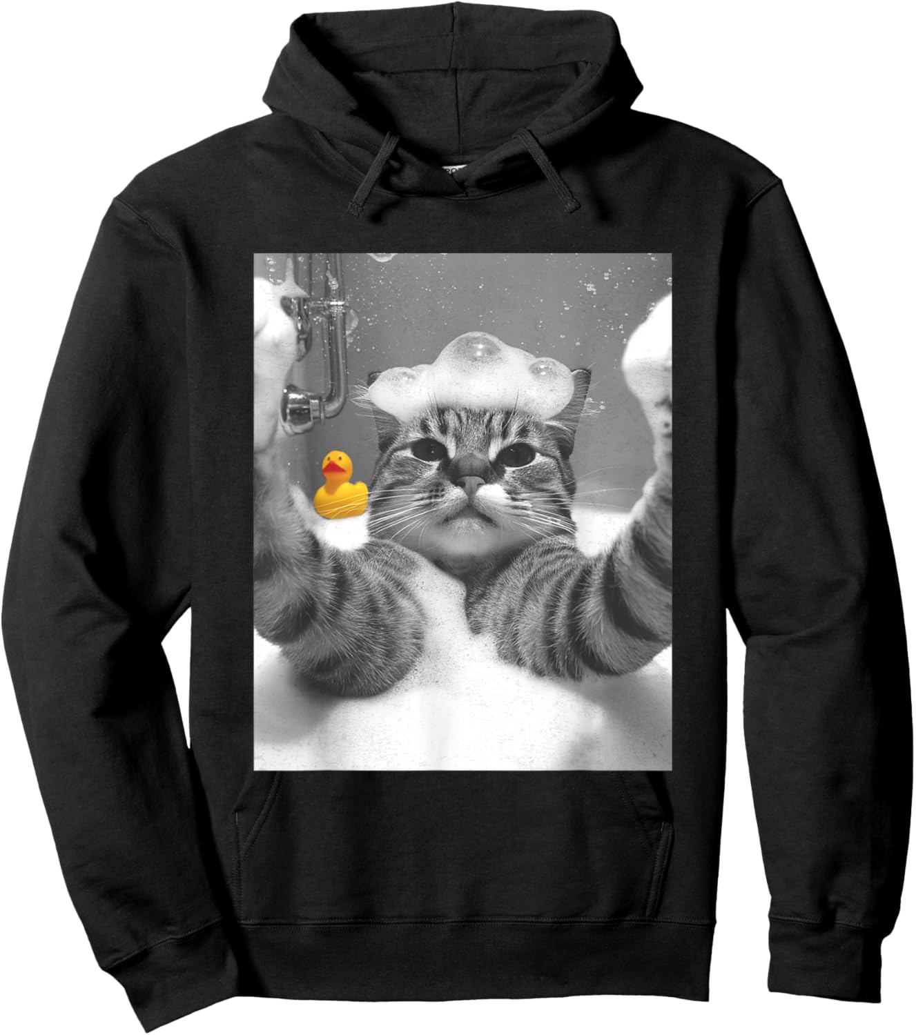 Cat Selfie in Bathtub Women Girls Kids Hoodie - Hoodie | Black