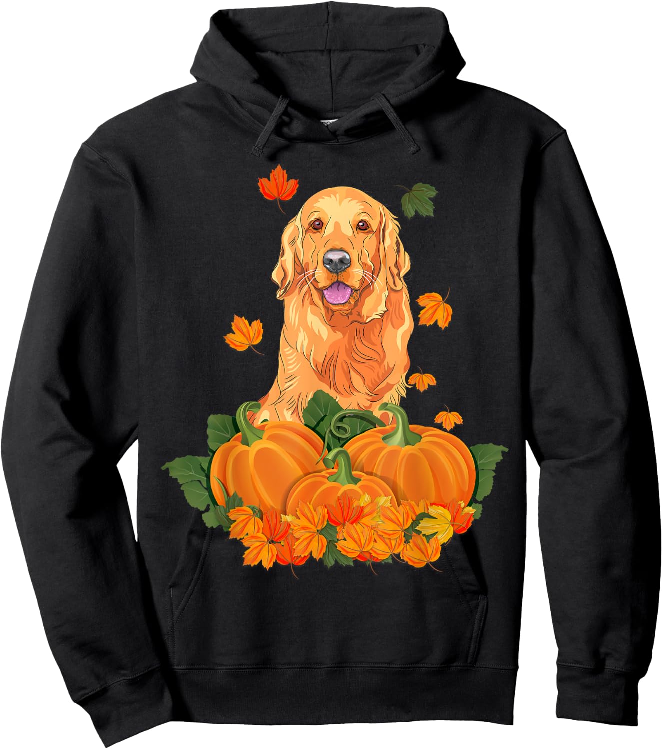 Golden Retriever Thanksgiving Pumpkin Fall Gift Hoodie - Hoodie | Black