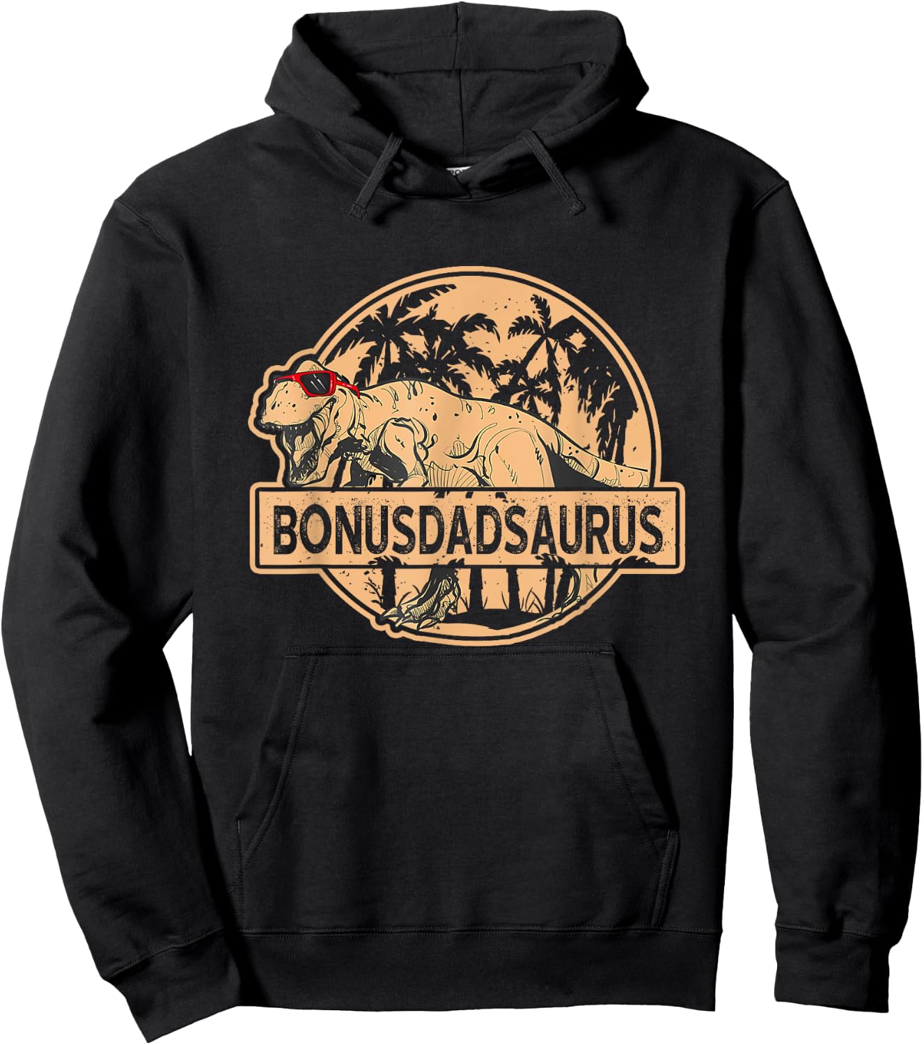 Bonus Dad Saurus T Rex Family Matching DaddySaurus Stepdad Hoodie - Hoodie | Black