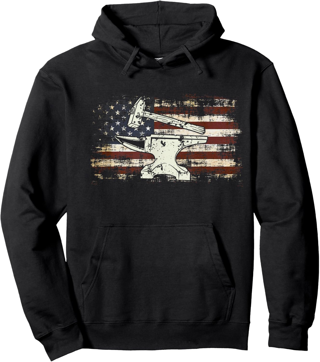 Schmiedegeschenke Patriotic American Flag Forging Hoodie - Hoodie | Black