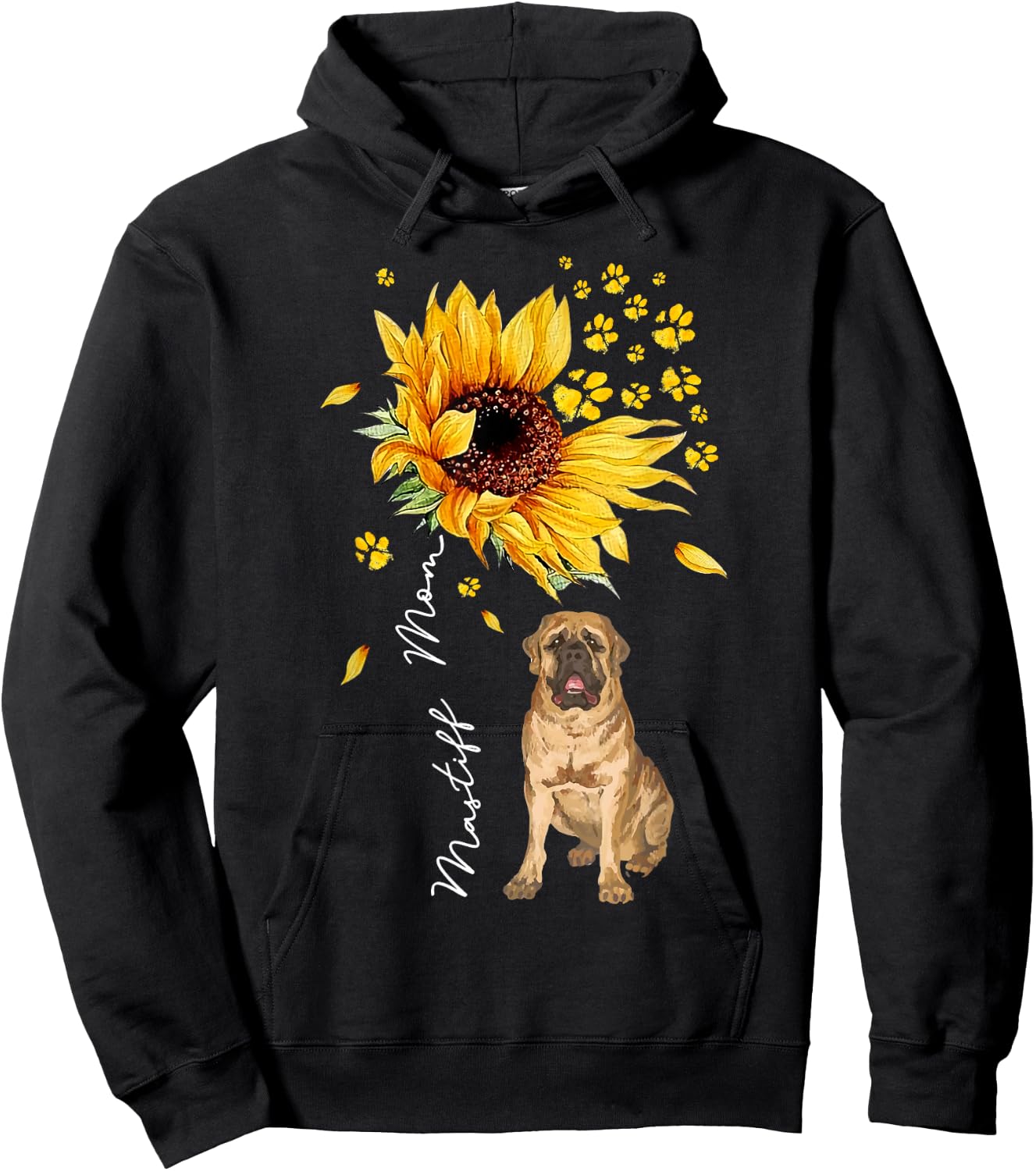 Sunflower Mastiff Mom Dog Lover Mother's Day Hoodie - Hoodie | Black