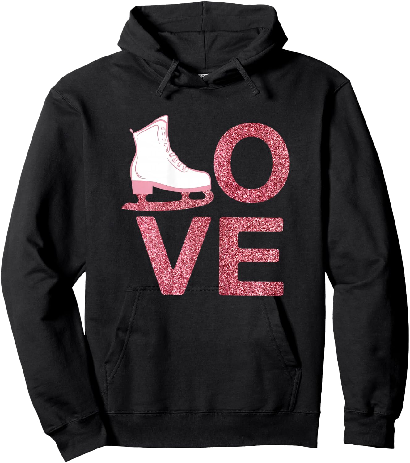 Pink Love Figure Skating Dress Ice Skating Shoes Hoodie - Hoodie | Black