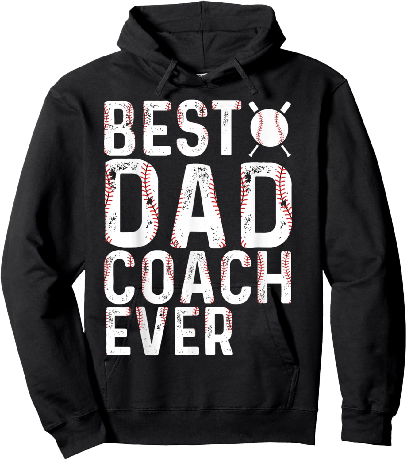 Best Dad Coach Ever Baseball Fathers Day Baseball Dad Coach Hoodie - Hoodie | Black