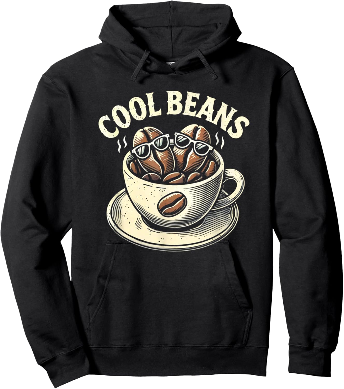 Cool Beans Coffee Caffeine Lover Retro Graphic Novelty Hoodie - Hoodie | Black