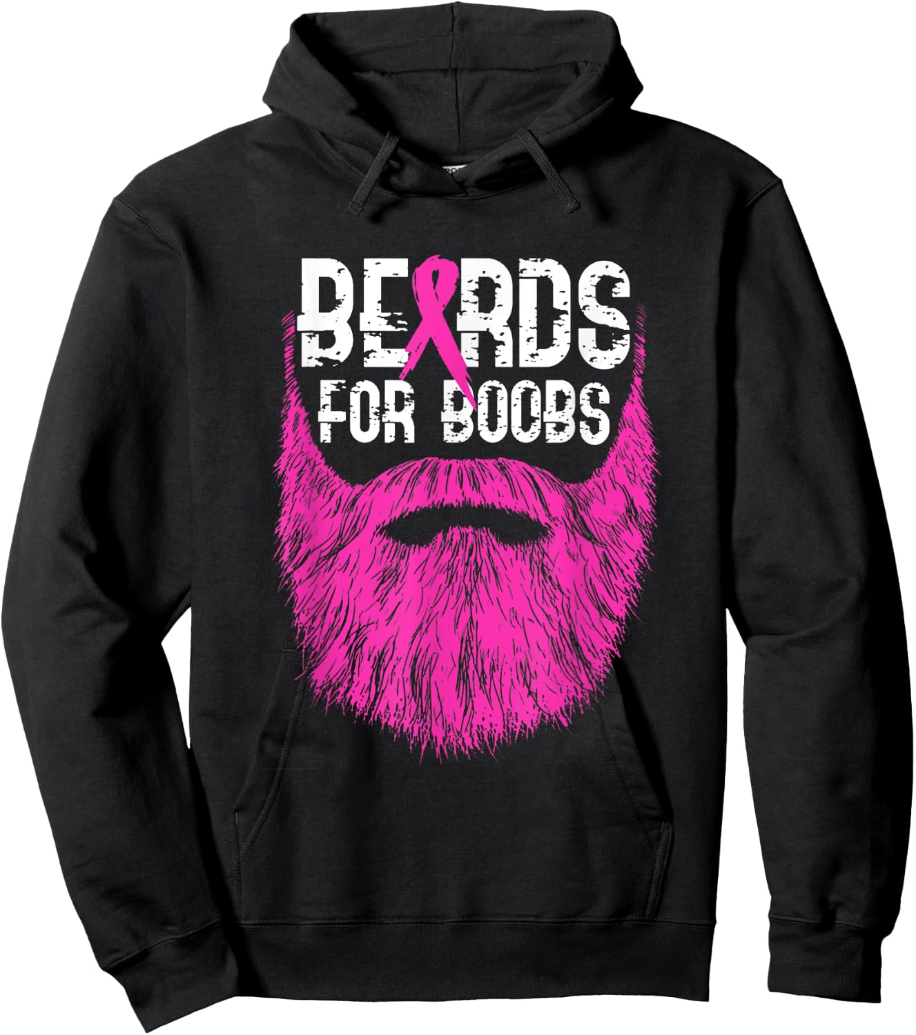 Beards For Boobs Support Breast Cancer Awareness Month Hoodie - Hoodie | Black