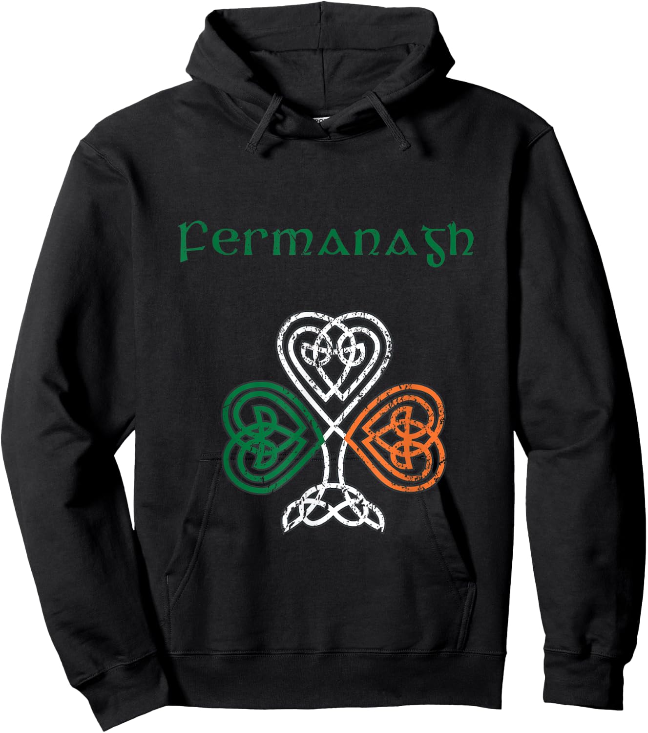 County Fermanagh Shamrock Ireland Flag, craic and ceol Hoodie - Hoodie | Black