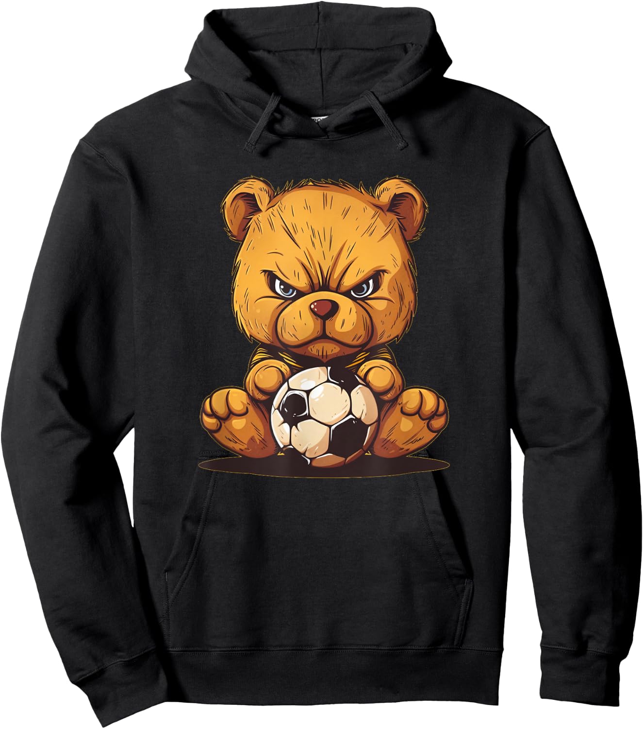 Angry Teddy bear with soccer Hoodie - Hoodie | Black