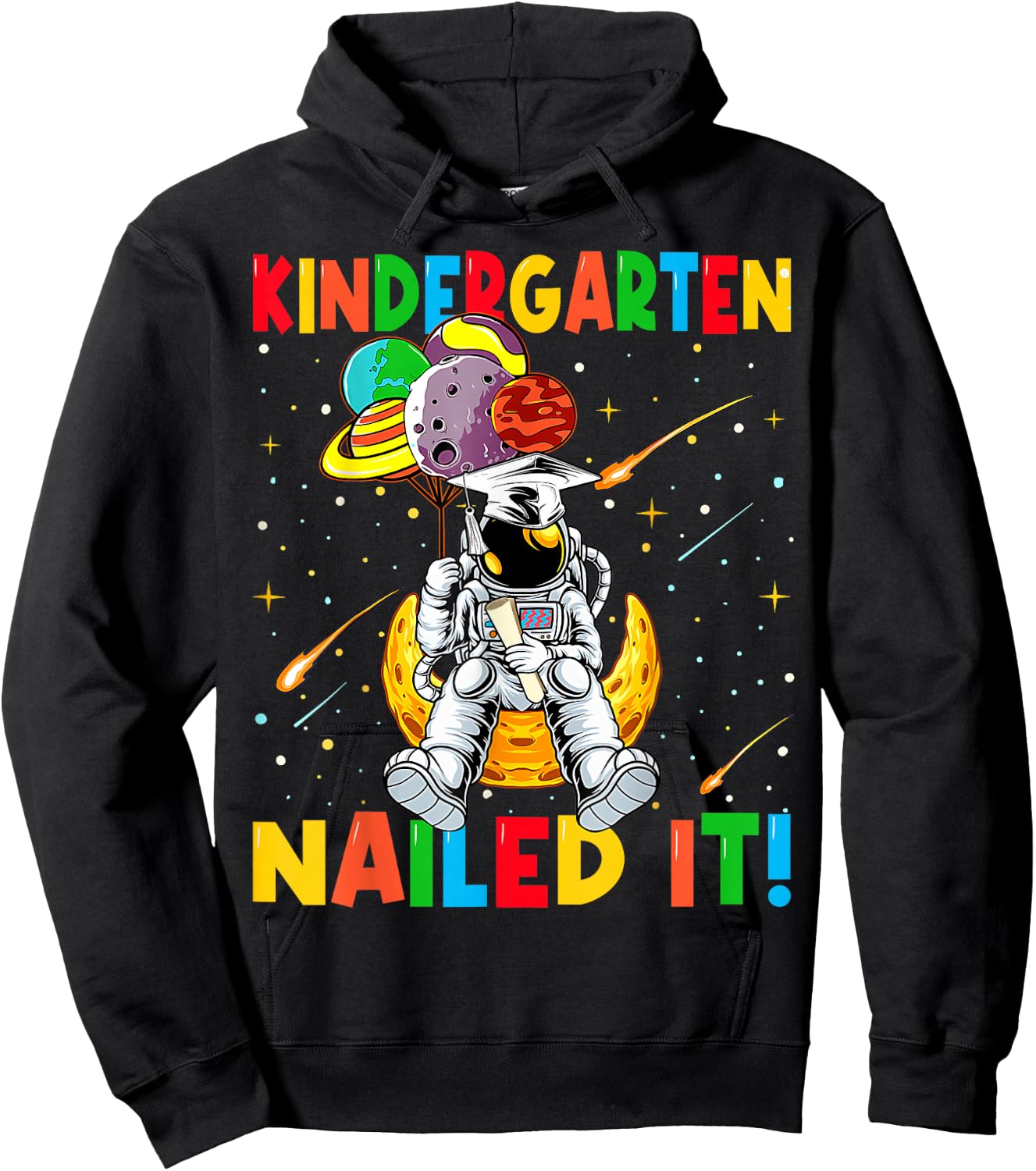 Astronaut Space Kindergarten Graduation Cap Gifts for Kids Hoodie - Hoodie | Black