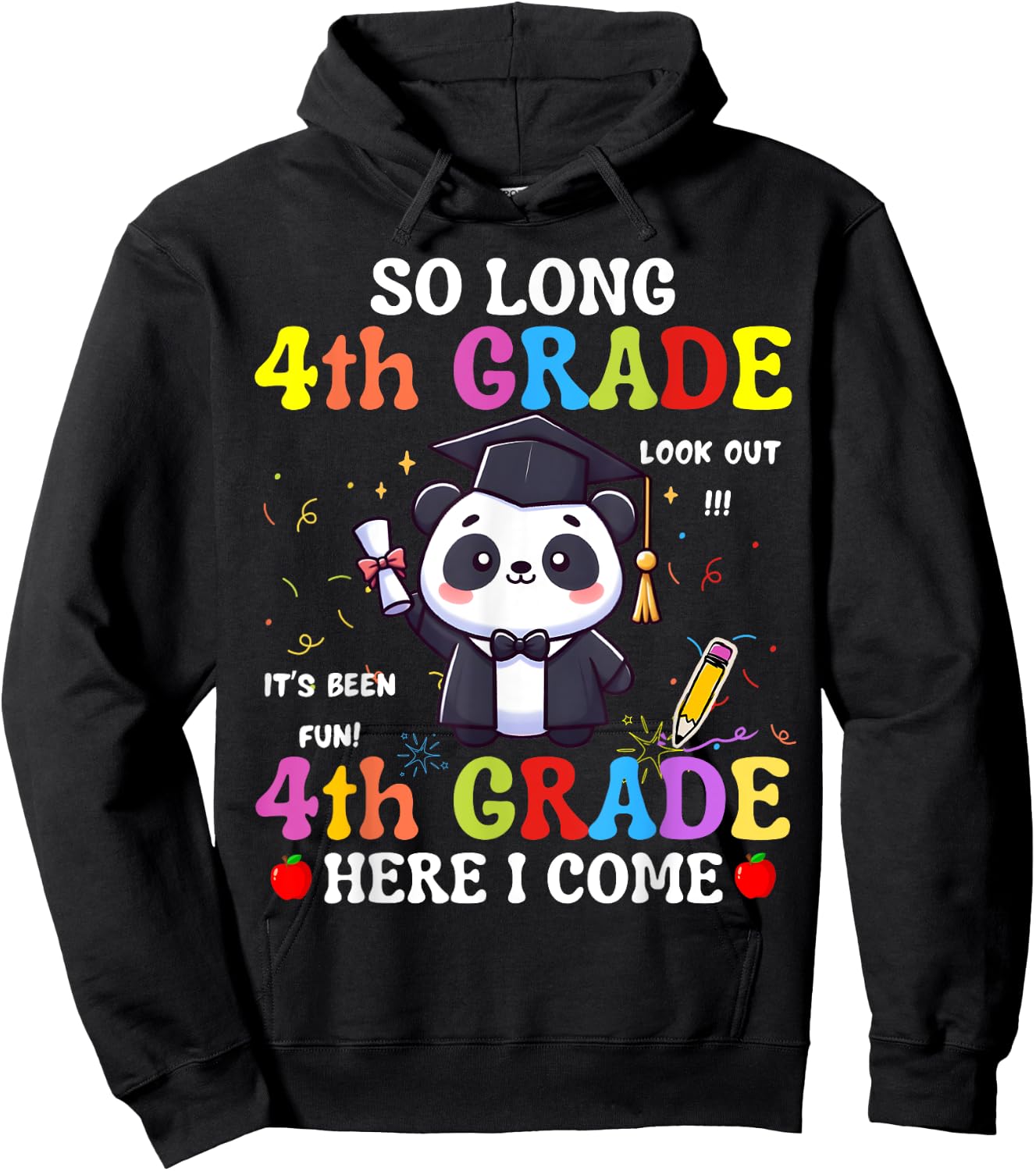 So Long 4th Grade 5th Grade Here I Come Panda Graduation Hoodie - Hoodie | Black
