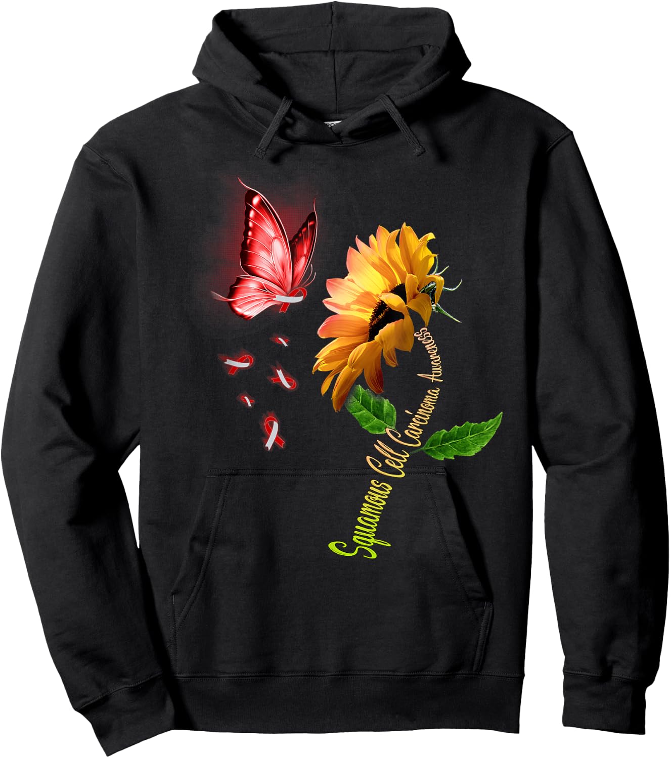 Butterfly Sunflower Squamous Cell Carcinoma Awareness Hoodie - Hoodie | Black