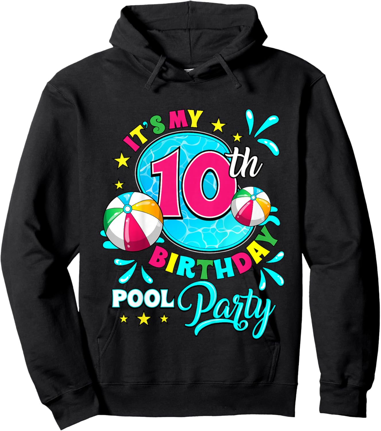 It's My 10th Birthday Pool Party 10 Years Old Hoodie - Hoodie | Black