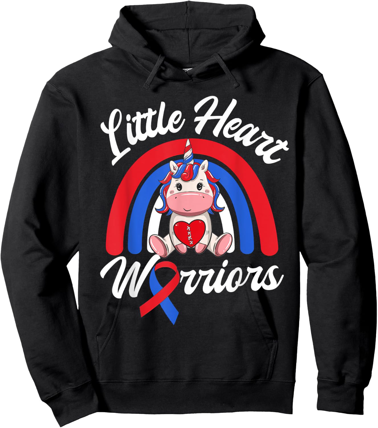 Kids CHD Awareness - Little Heart Warrior Magical Unicorn Hoodie - Hoodie | Black