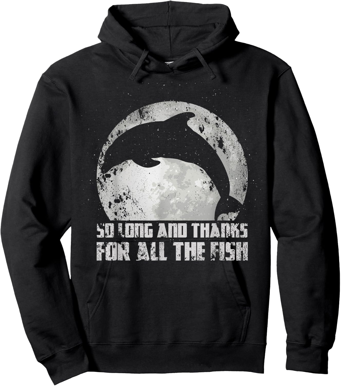 So Long And Thanks For All The Fish Dolphin Moon Fishing Hoodie - Hoodie | Black