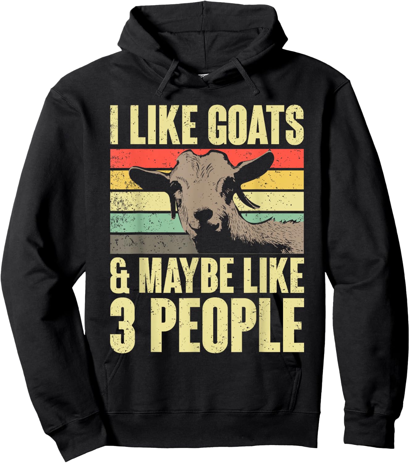 I Like Goats And Maybe Like 3 People Retro Farm Animal Goat Hoodie - Hoodie | Black
