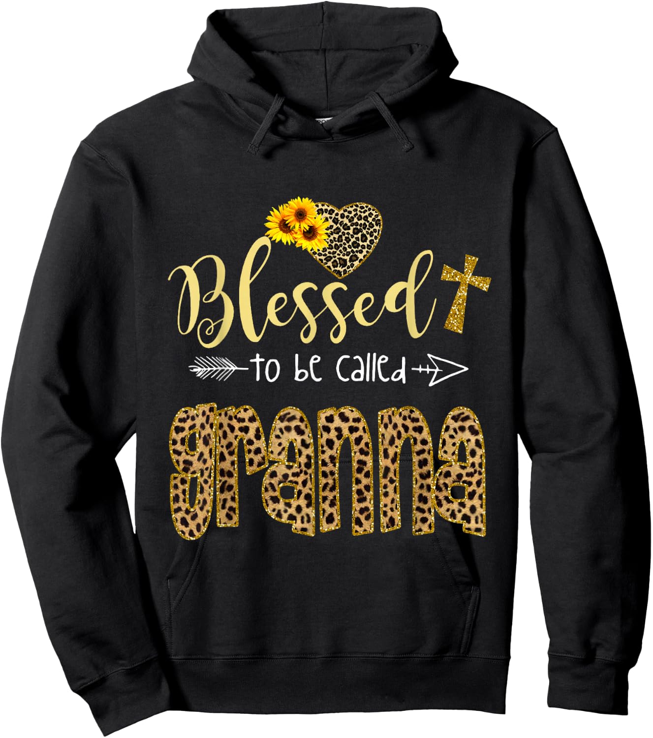 Blessed to be Called Granna Leopard Sunflowers Grandma Women Hoodie - Hoodie | Black
