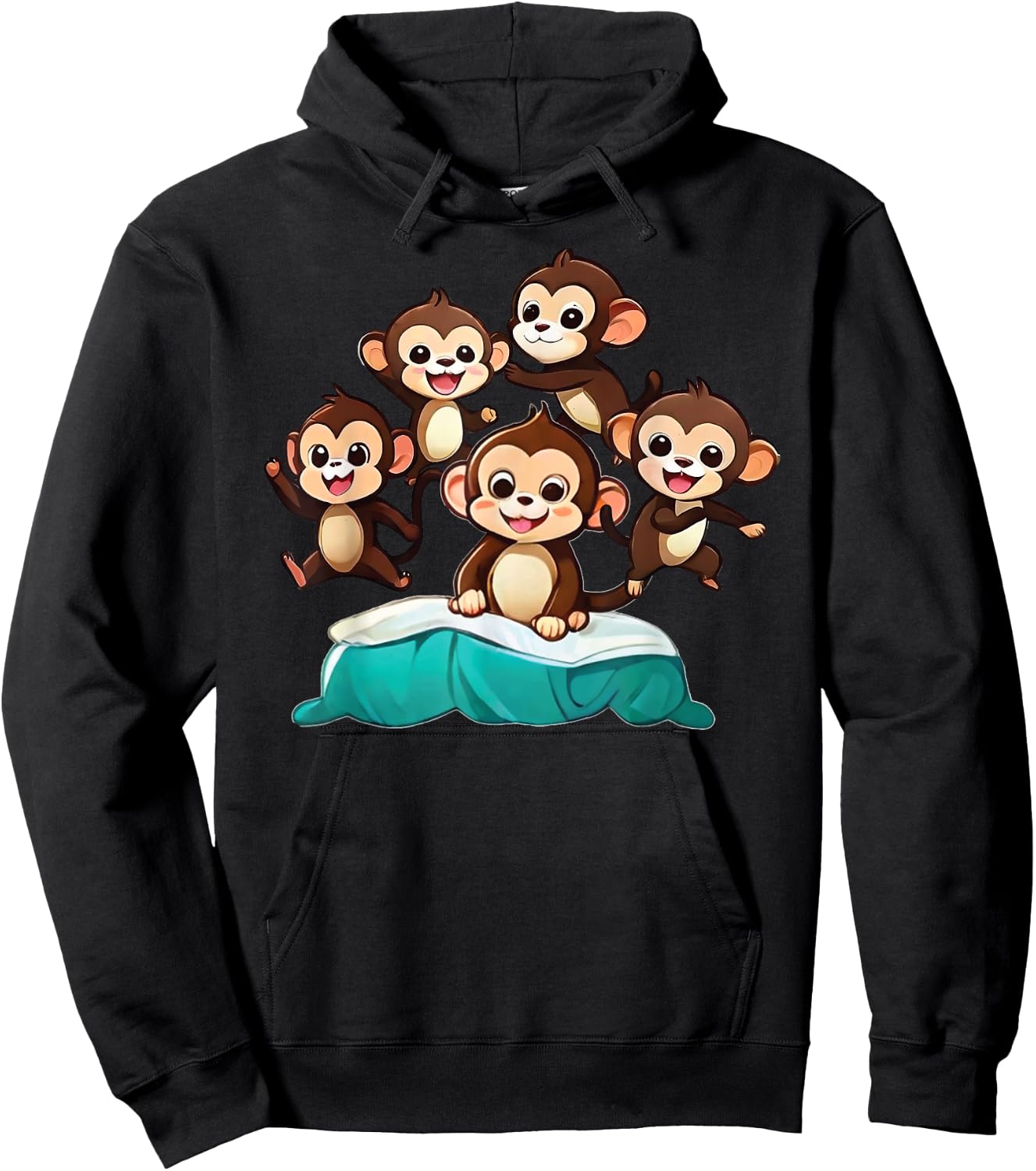 Cool Five Little Monkeys Jumping on The Bed for kids Hoodie - Hoodie | Black