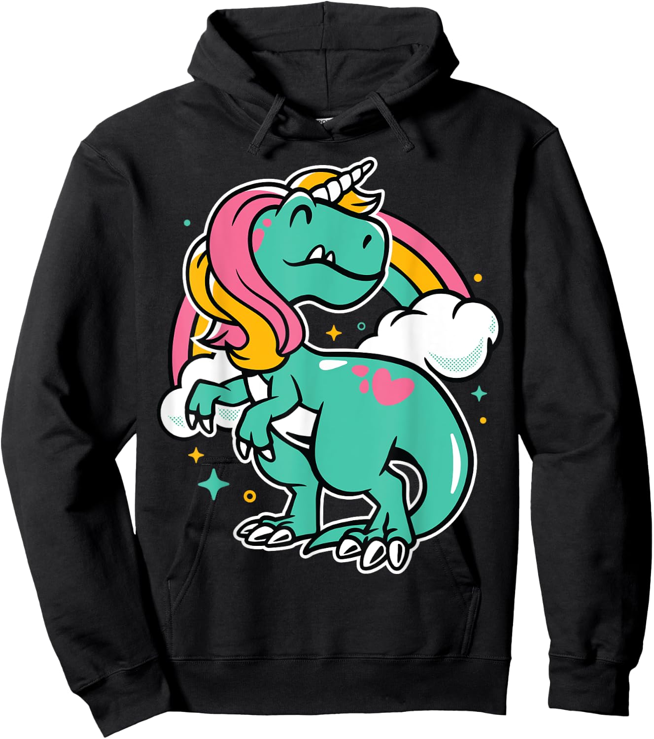 Majestic Unicornasaurus T Rex Unicorn Boys Girls Dinosaur Hoodie - Hoodie | Black