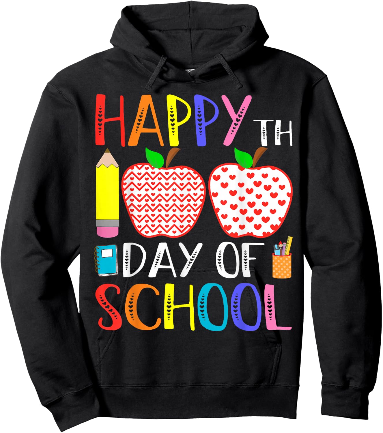 Happy 100th Day of School Teacher 100 Days Hoodie - Hoodie | Black