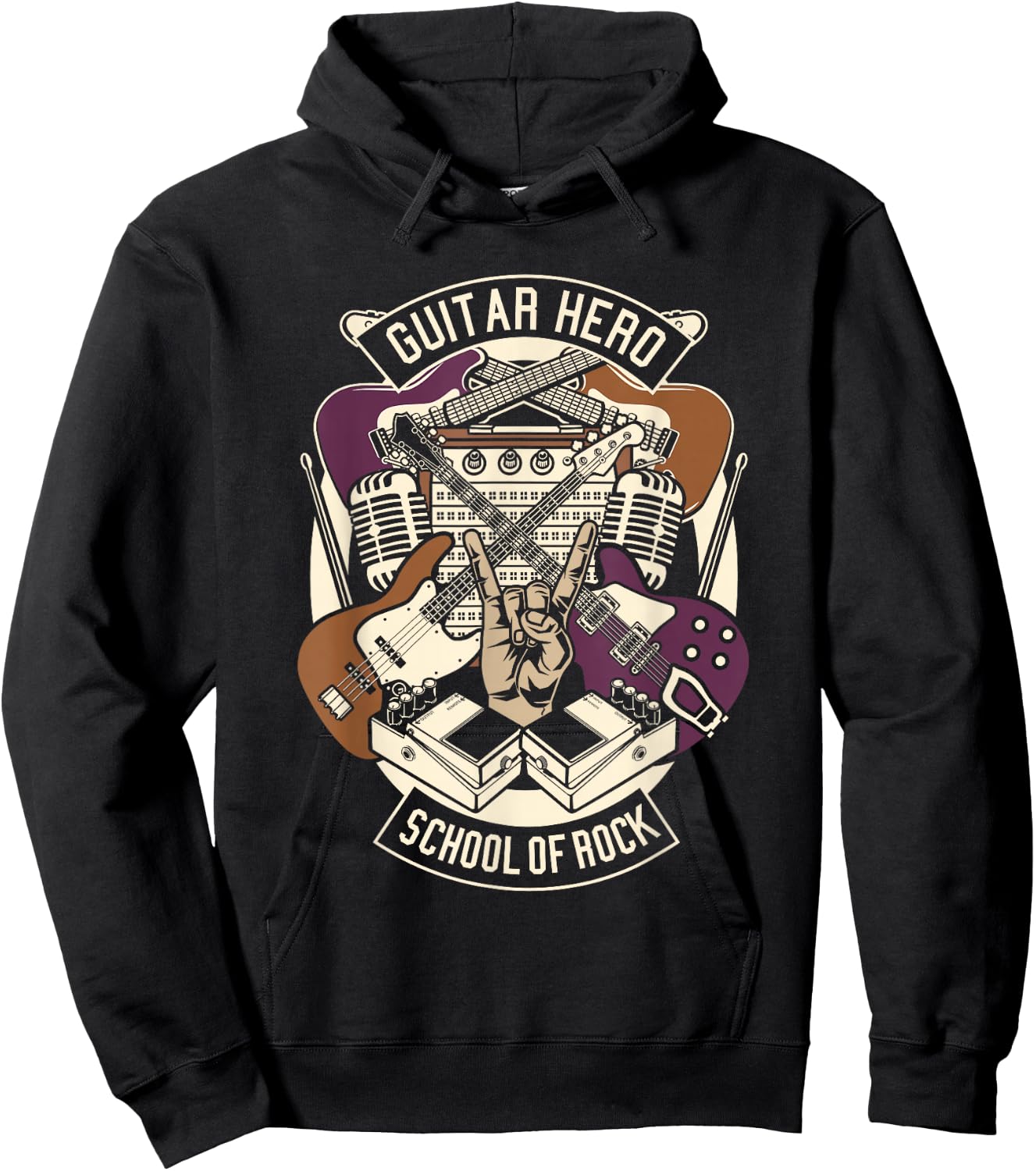 Guitar Heroes Schools Of Rock Guitar Lover Guitarist Guitar Hoodie - Hoodie | Black
