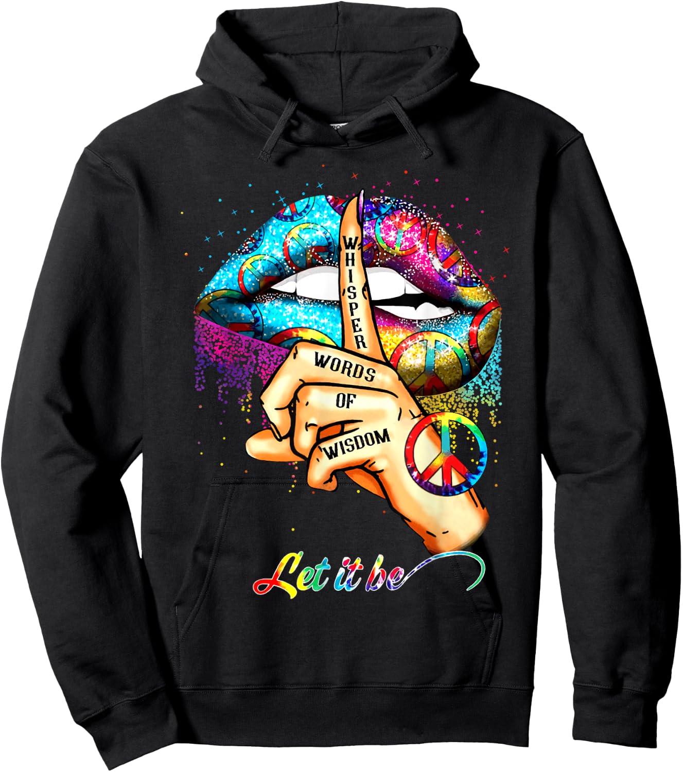 Whisper words of wisdom let peace signal let it be Hoodie - Hoodie | Black