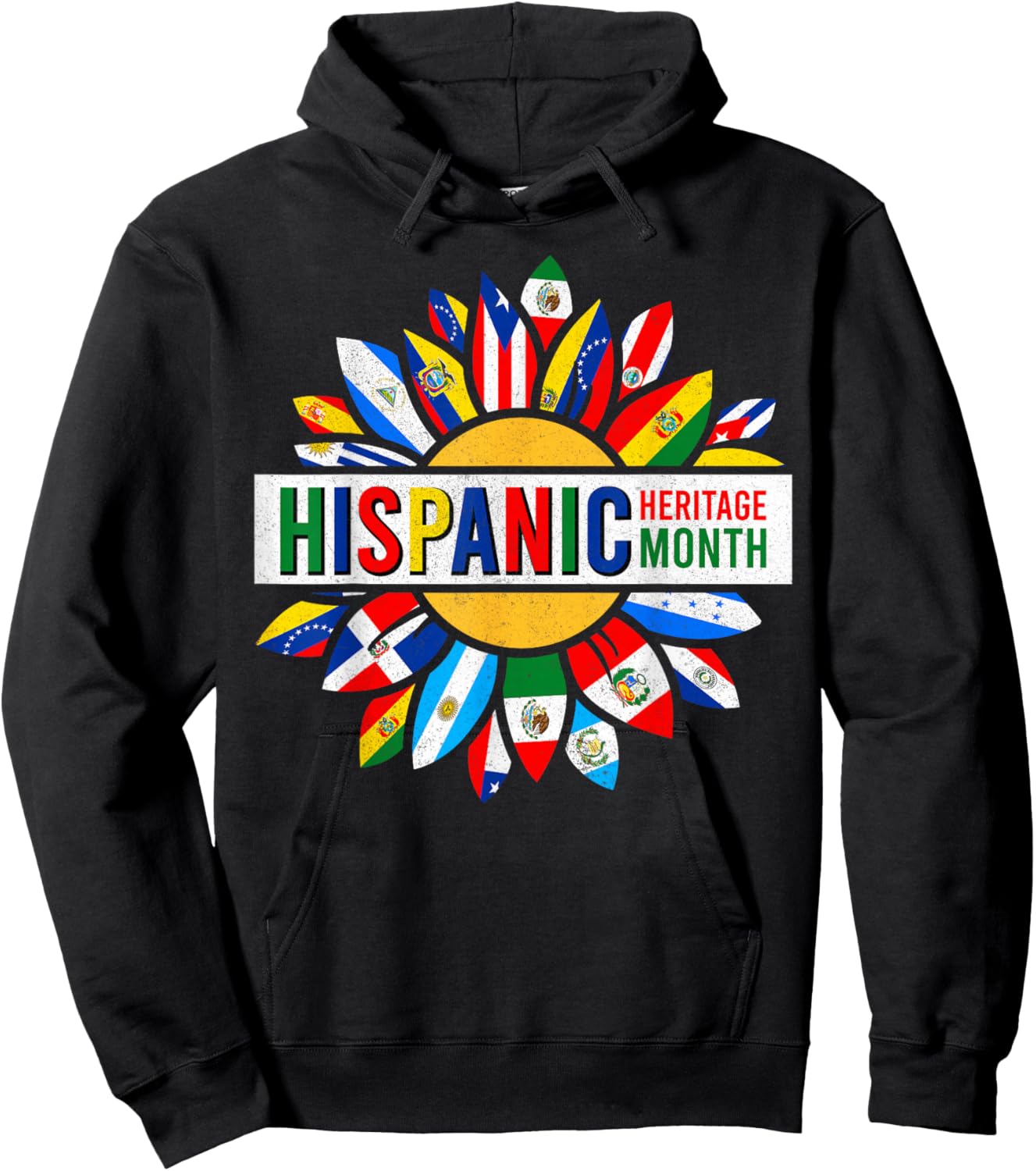 Hispanic Heritage Month Latino Countries Flags Hoodie - Hoodie | Black
