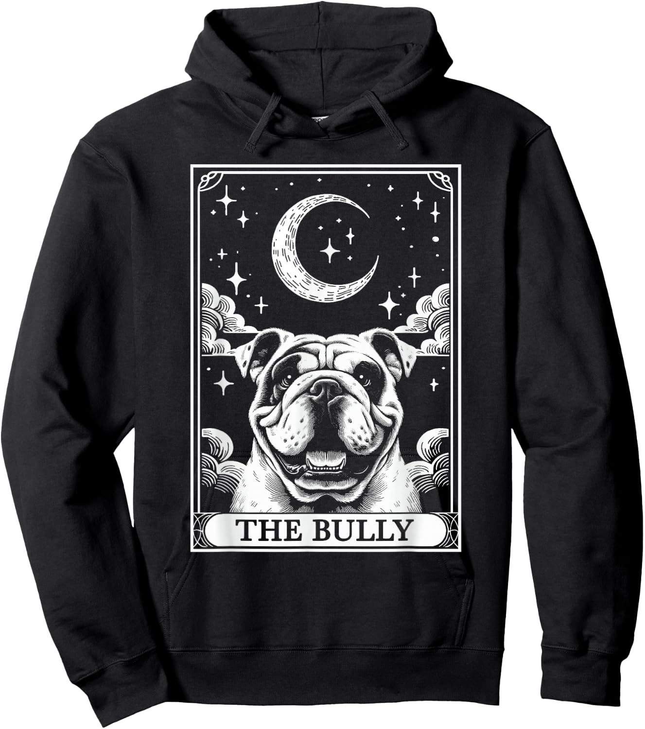 Tarot Card Vintage Crescent Moon Bulldog Bully Dog Mom Hoodie - Hoodie | Black