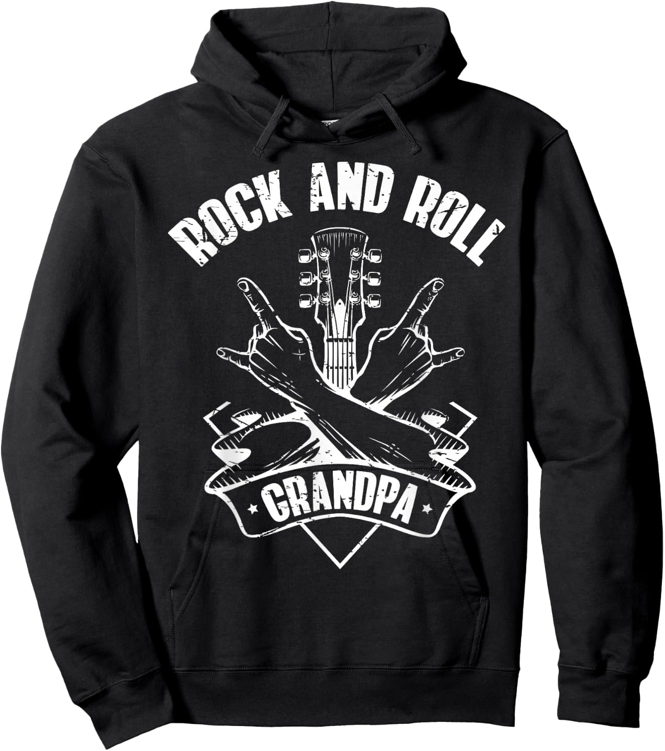 Rock n Roll Grandpa Vintage Guitar Player Hoodie - Hoodie | Black