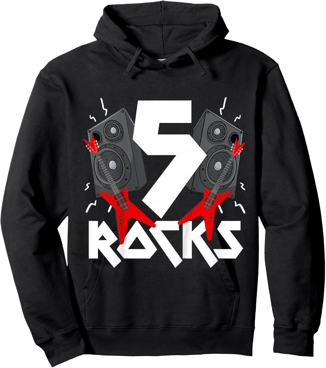5 Rocks Birthday Party 5 Year Old Rock N Roll Star 5th Gift Hoodie - Hoodie | Black