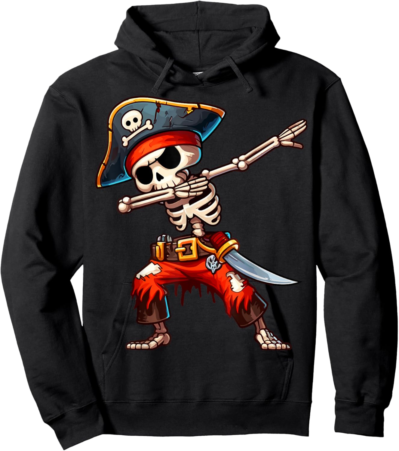 Dabbing Skeleton Pirate Halloween Kids Pirate Hoodie - Hoodie | Black