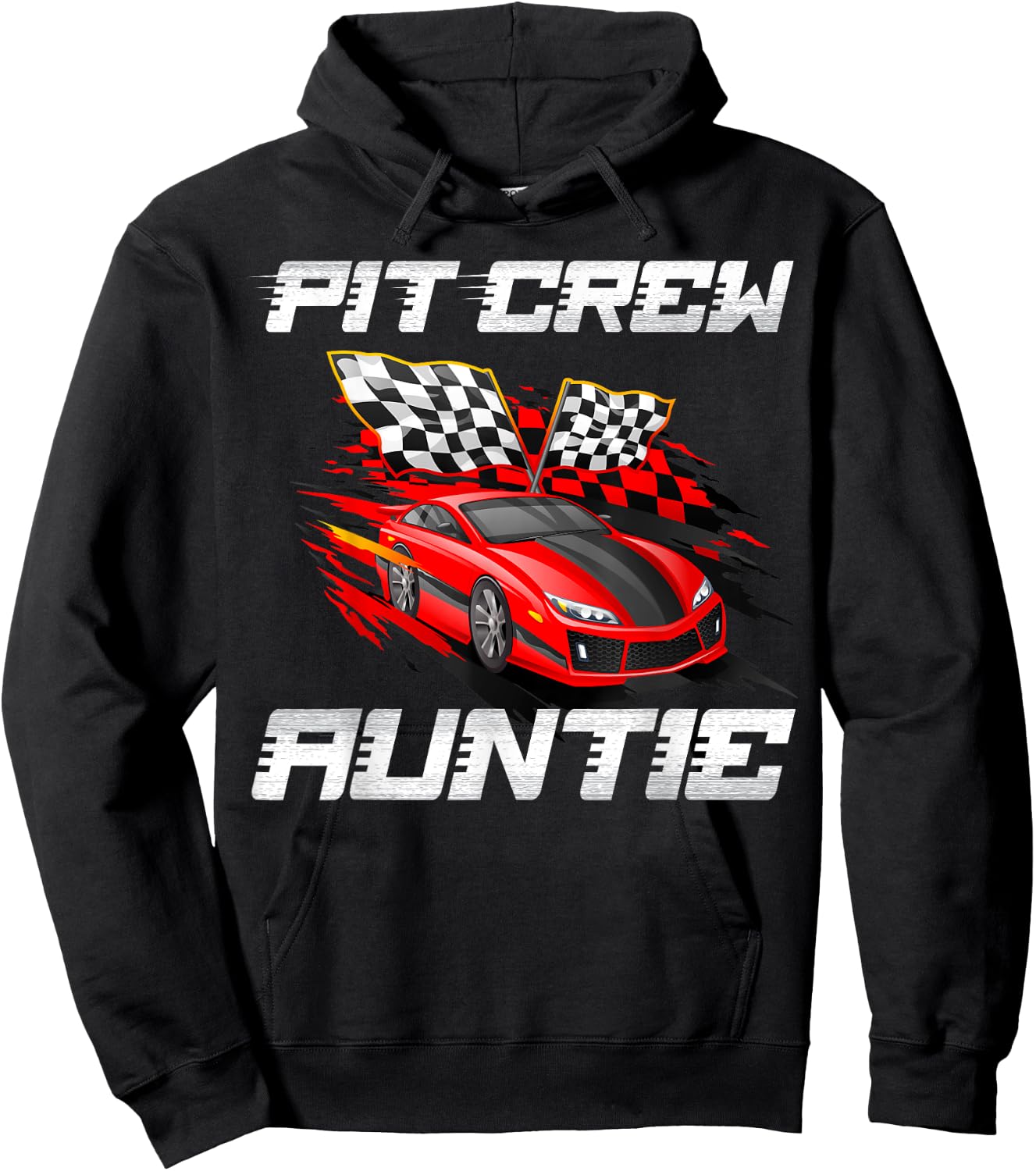 Pit Crew Auntie Race Car Birthday Racing Car Family Hoodie - Hoodie | Black