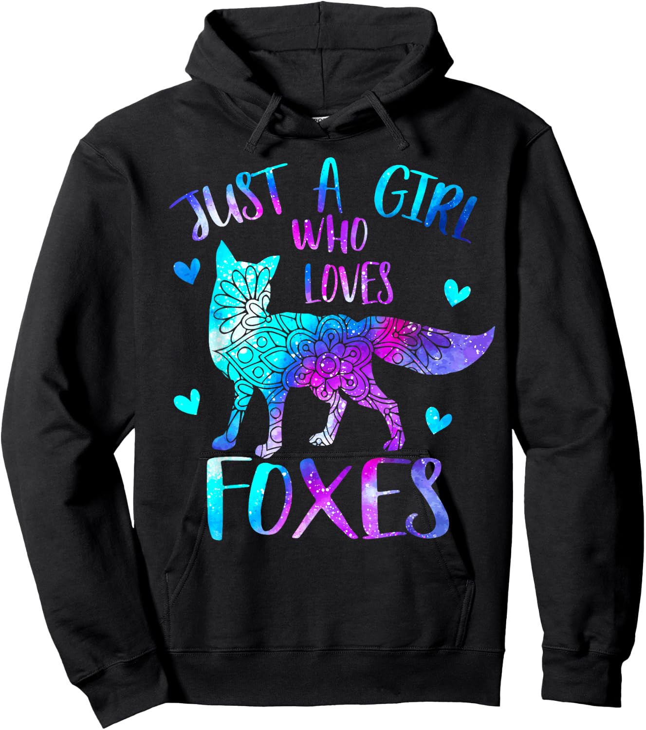 Just a Girl Who Loves Foxes Watercolor Galaxy Cute Fox Space Hoodie - Hoodie | Black