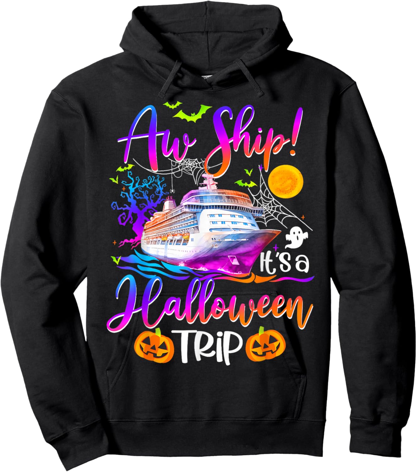 Family Halloween Cruise 2024 Pumpkin Boo Trip Matching Hoodie - Hoodie | Black