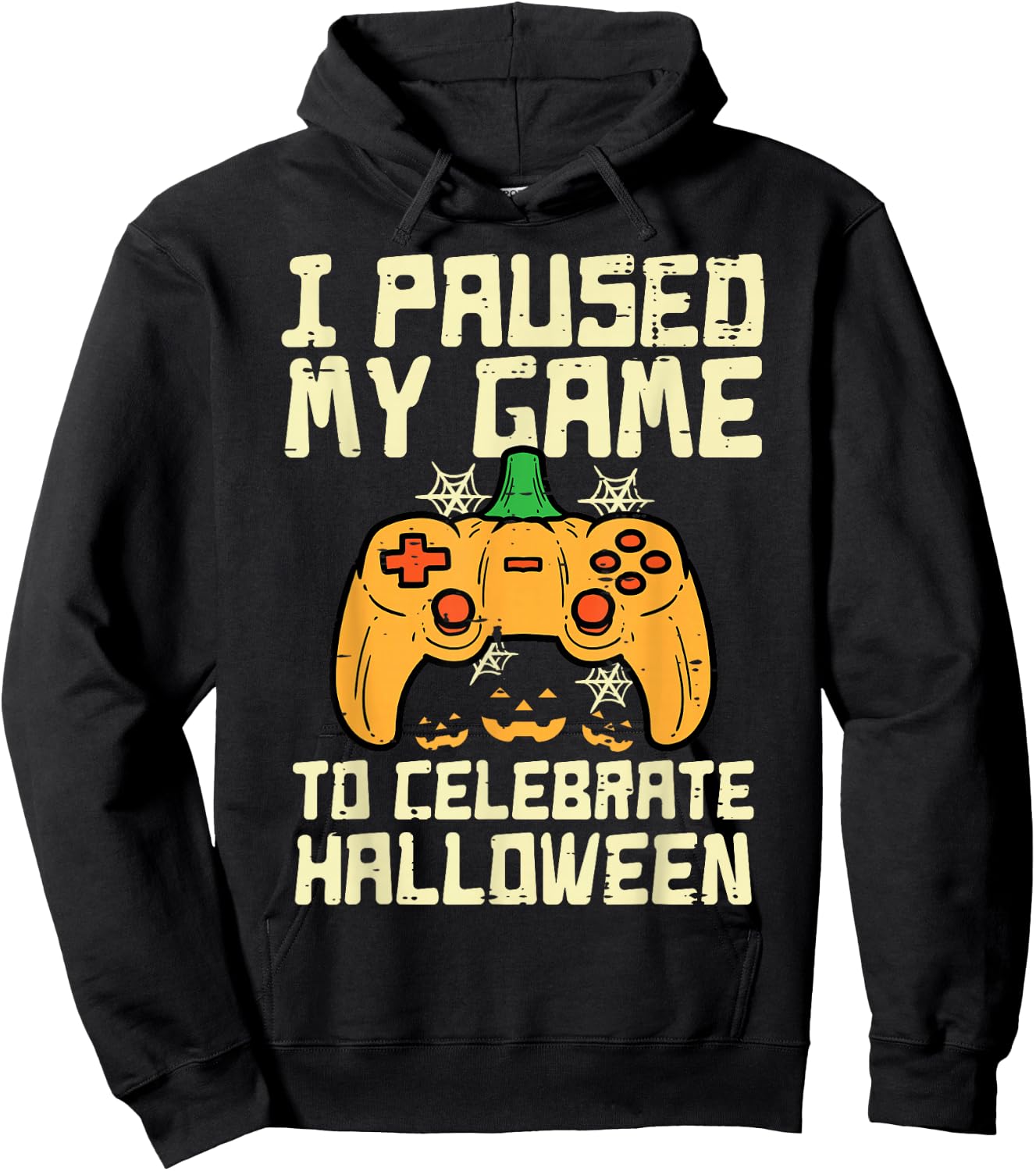 Paused My Game Halloween Gamer Gaming Costume Boys Kids Men Hoodie - Hoodie | Black