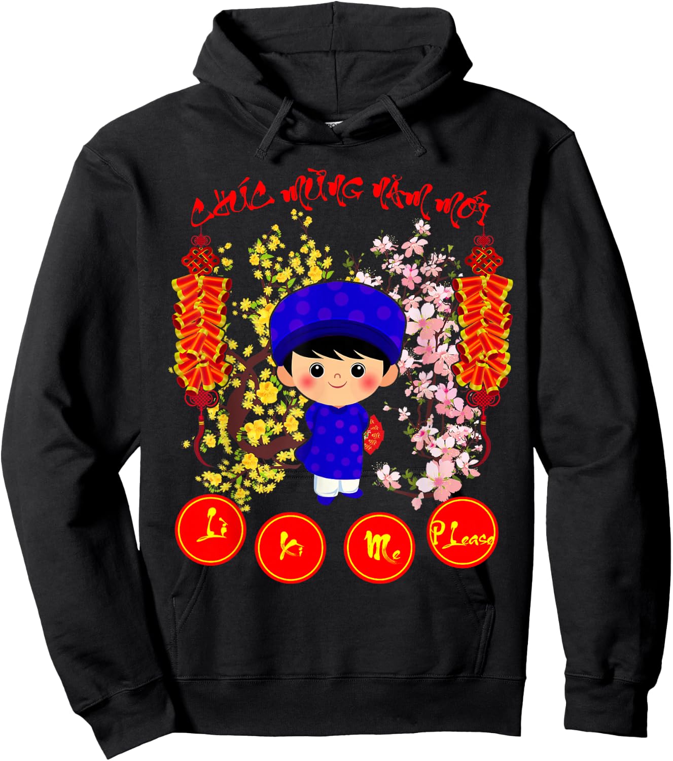 Li Xi Me Please Kid Boys Vietnamese Lunar New Year 2026 Hoodie - Hoodie | Black