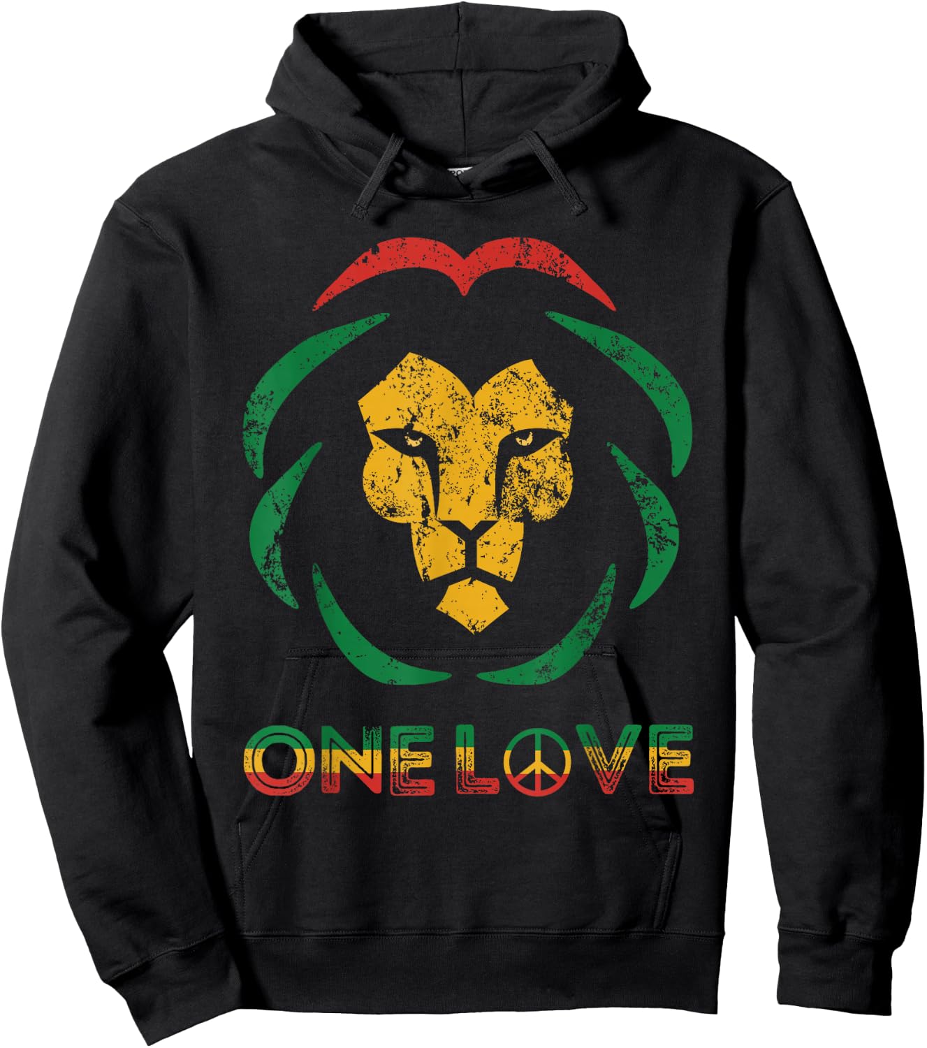 One Love Rasta Reggae Lion Of Judah Rastafari Roots Vintage Hoodie - Hoodie | Black