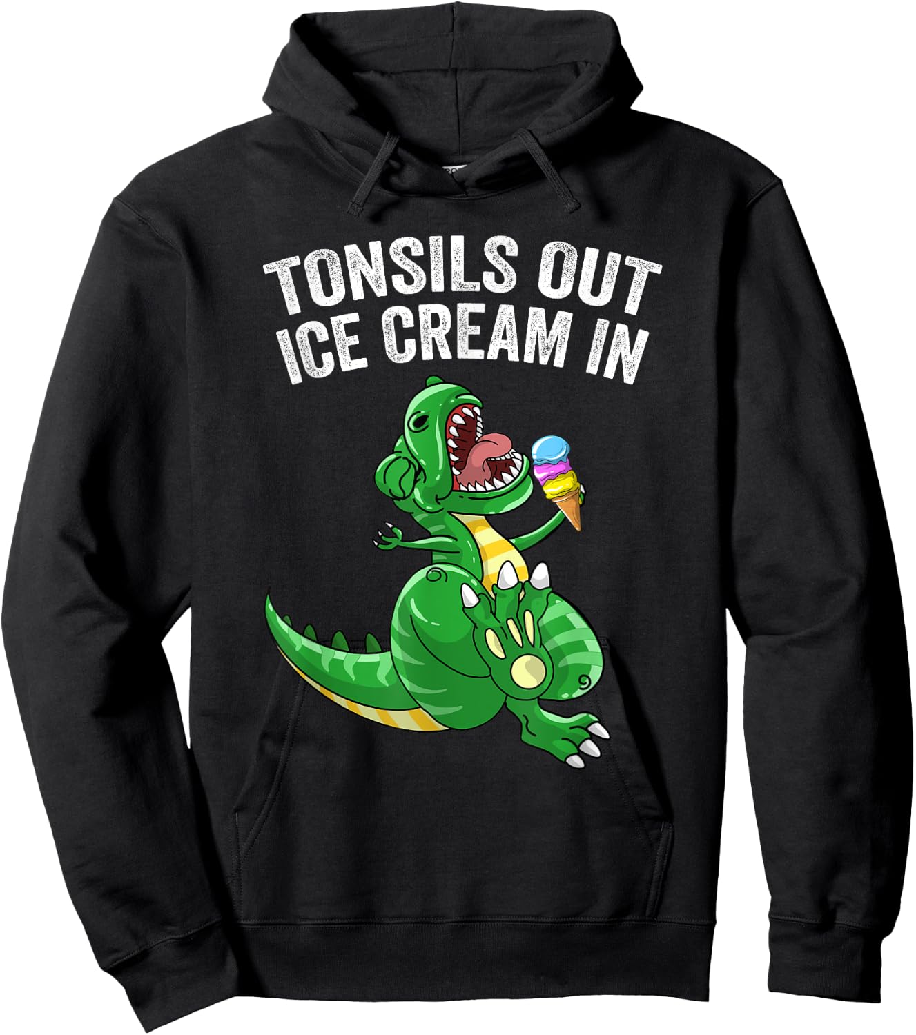 Get Well Gifts Kids Tonsils Dinosaur Tonsillectomy Surgery Hoodie - Hoodie | Black