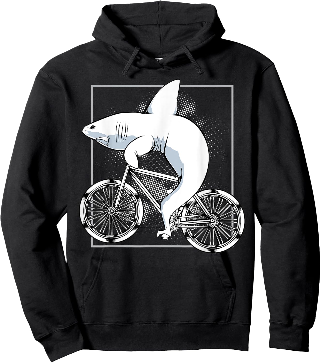 Shark On A Bicycle Cycling Biking Riding Cyclists Gift Hoodie - Hoodie | Black