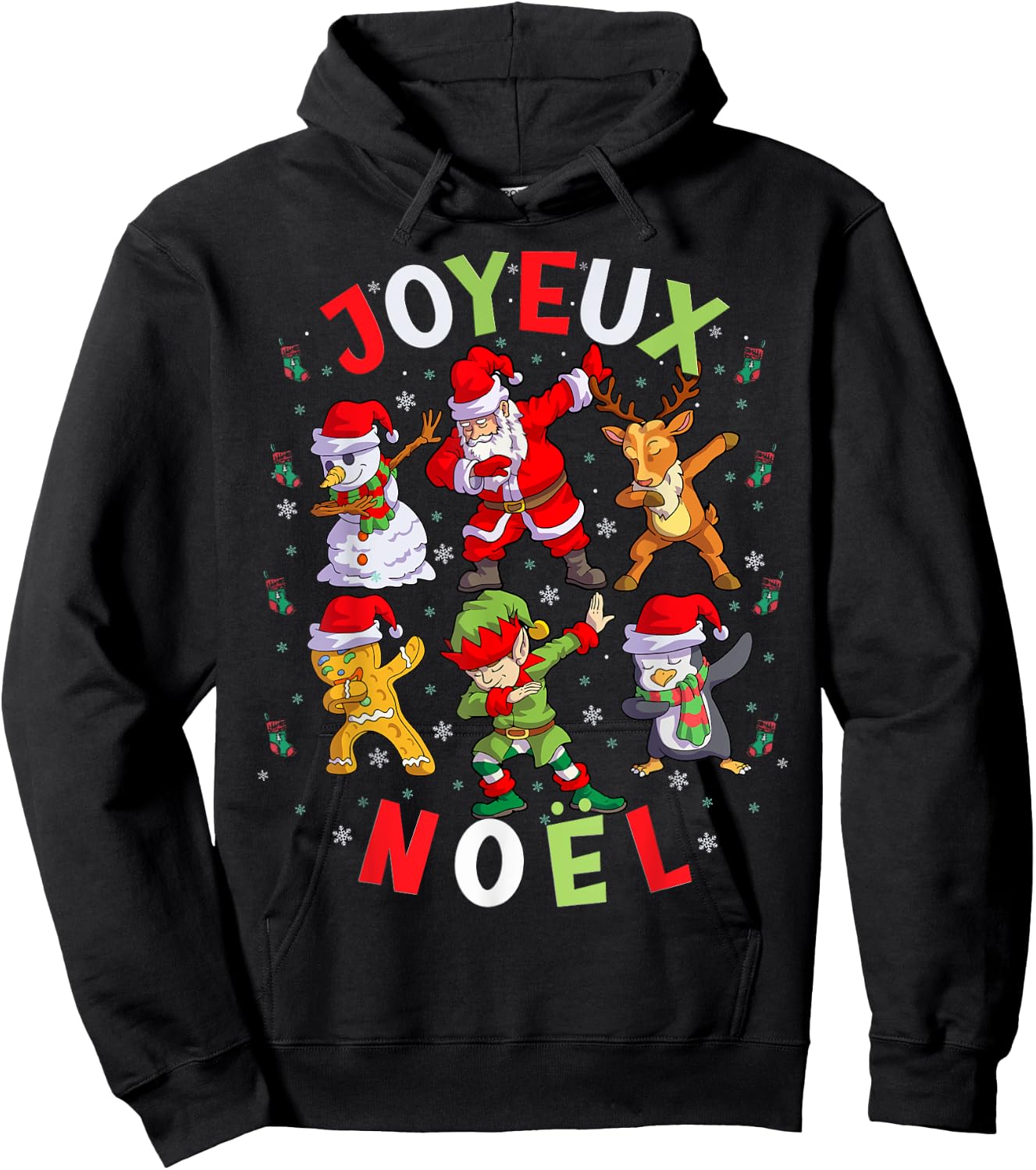 Joyeux Noel Merry Christmas French Squad Santa Elf Dab Hoodie - Hoodie | Black