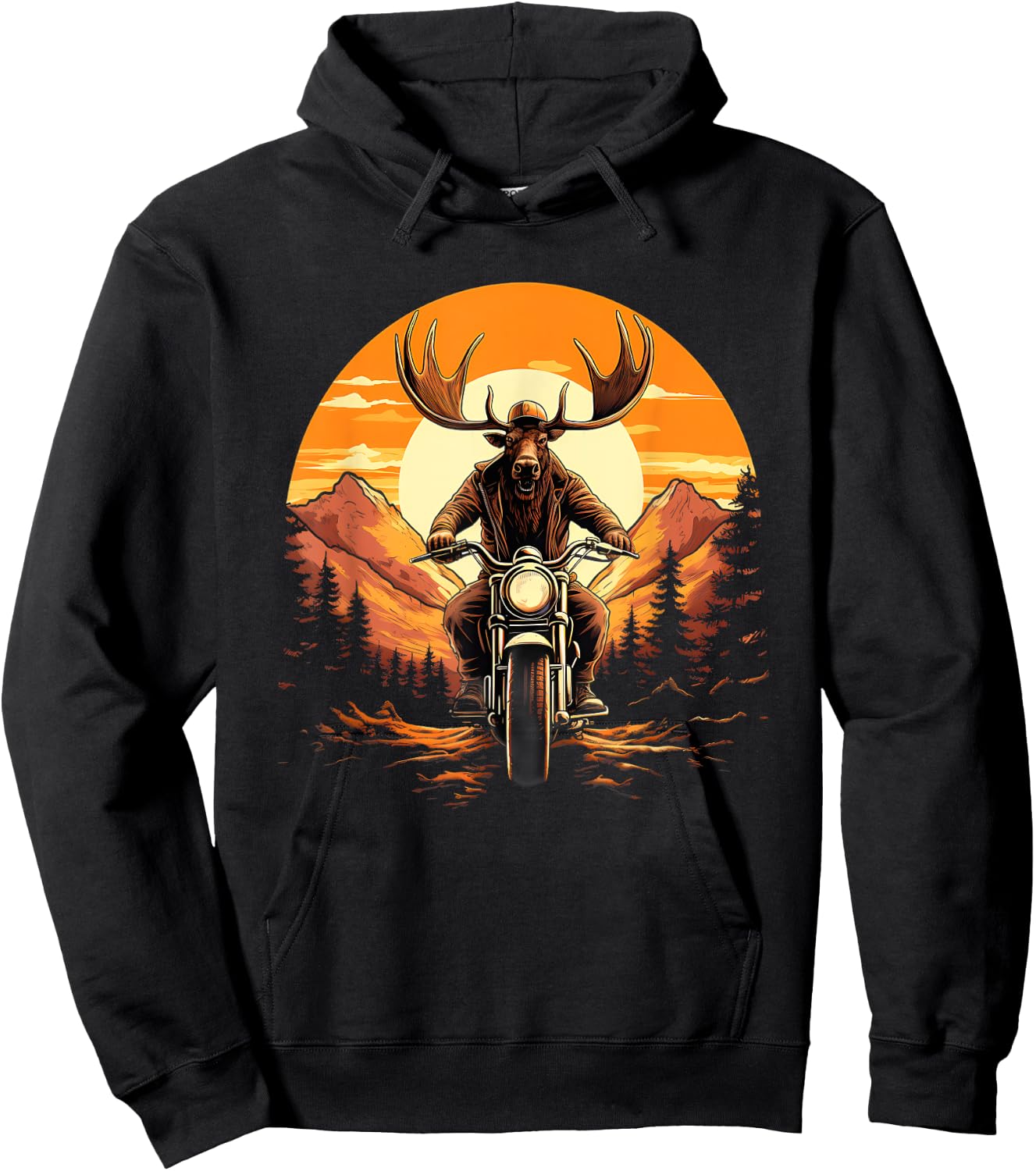 Biker Moose Riding Motorcycle Hoodie - Hoodie | Black