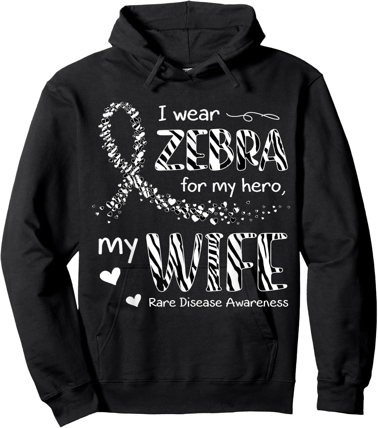 I Wear Zebra For Wife Rare Disease Awareness Hoodie - Hoodie | Black