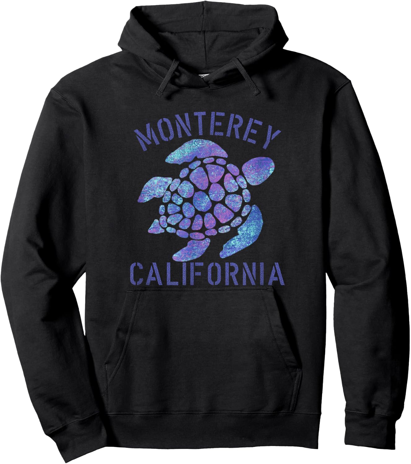 Monterey, CA Beach Design / Tribal Turtle Gift Hoodie - Hoodie | Black