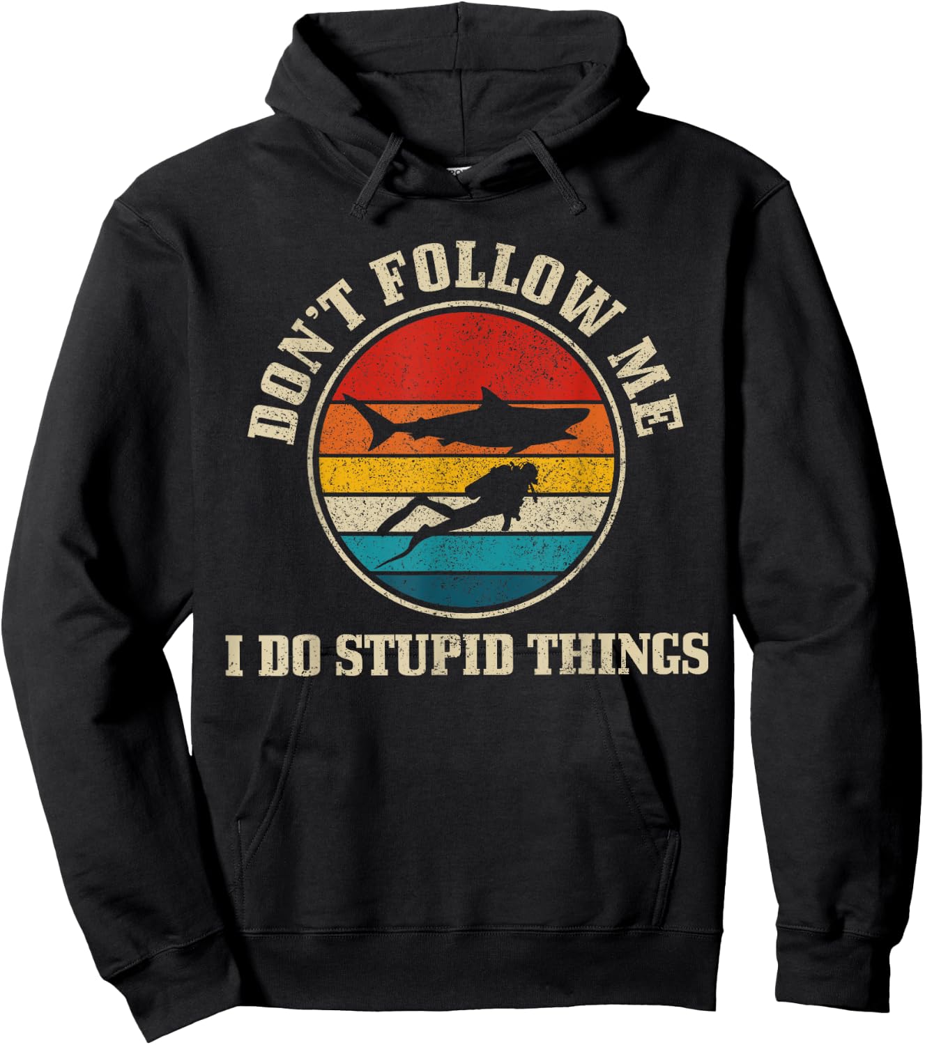 Diver Vintage Funny Shark Diving Gift Hoodie - Hoodie | Black