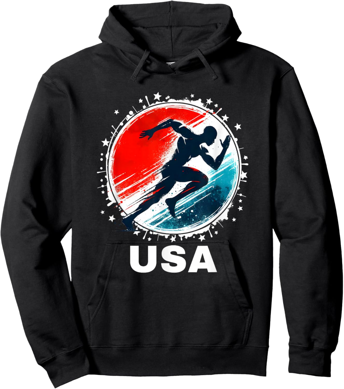 USA Run Track and Field Shirt Track and Field Apparel Track Hoodie - Hoodie | Black