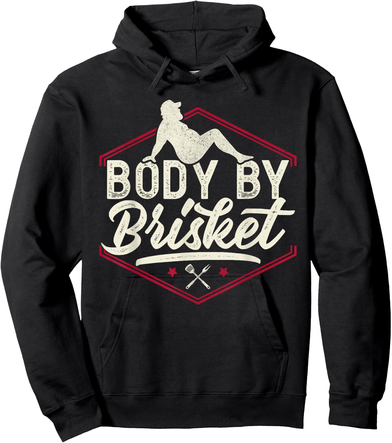 Body By Brisket Shirt Funny Steak Lover Grilling BBQ Chef Hoodie - Hoodie | Black