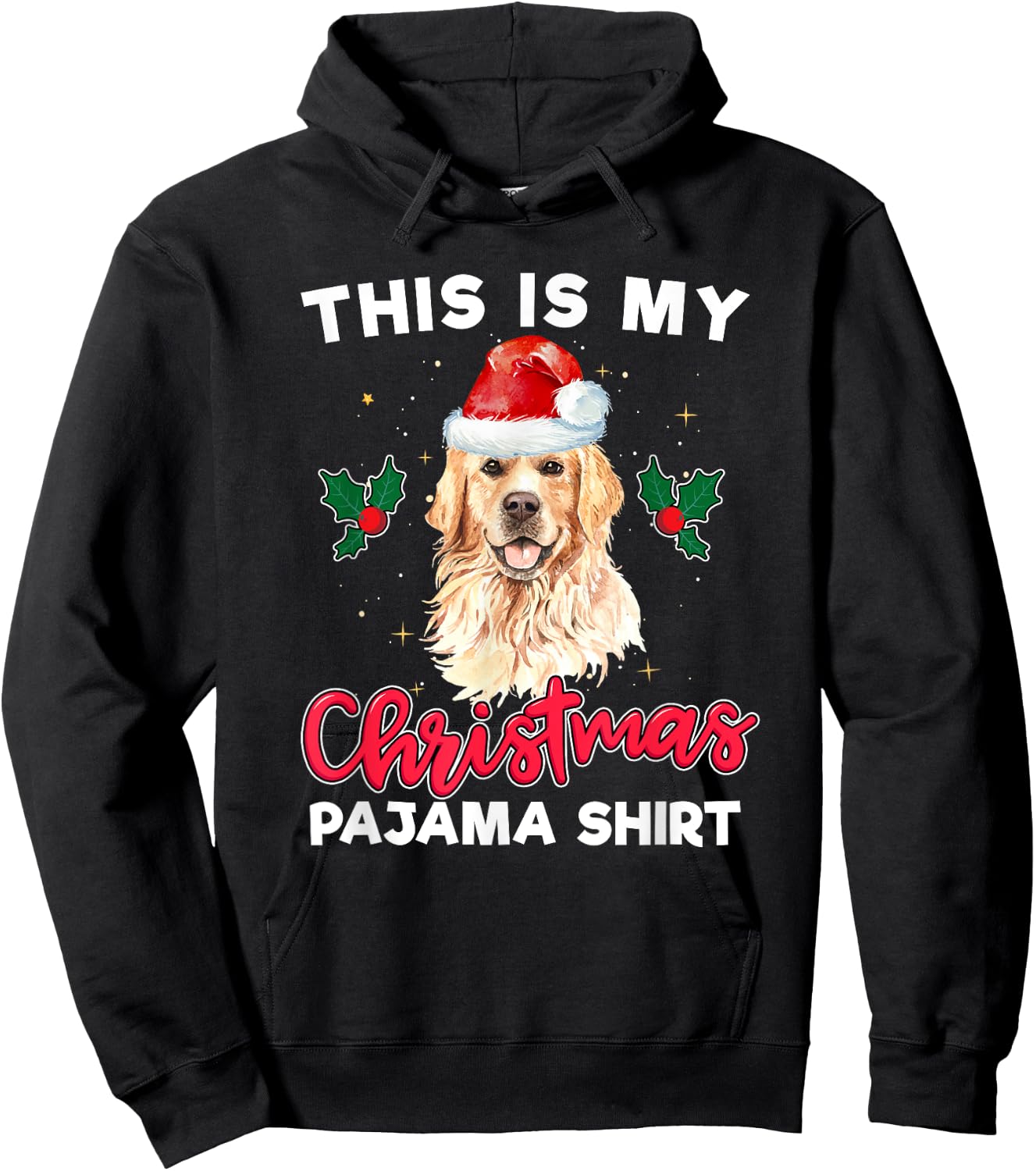 Golden Retriever Christmas Pajama Santa Dog Lover Men Women Kids Hoodie - Hoodie | Black