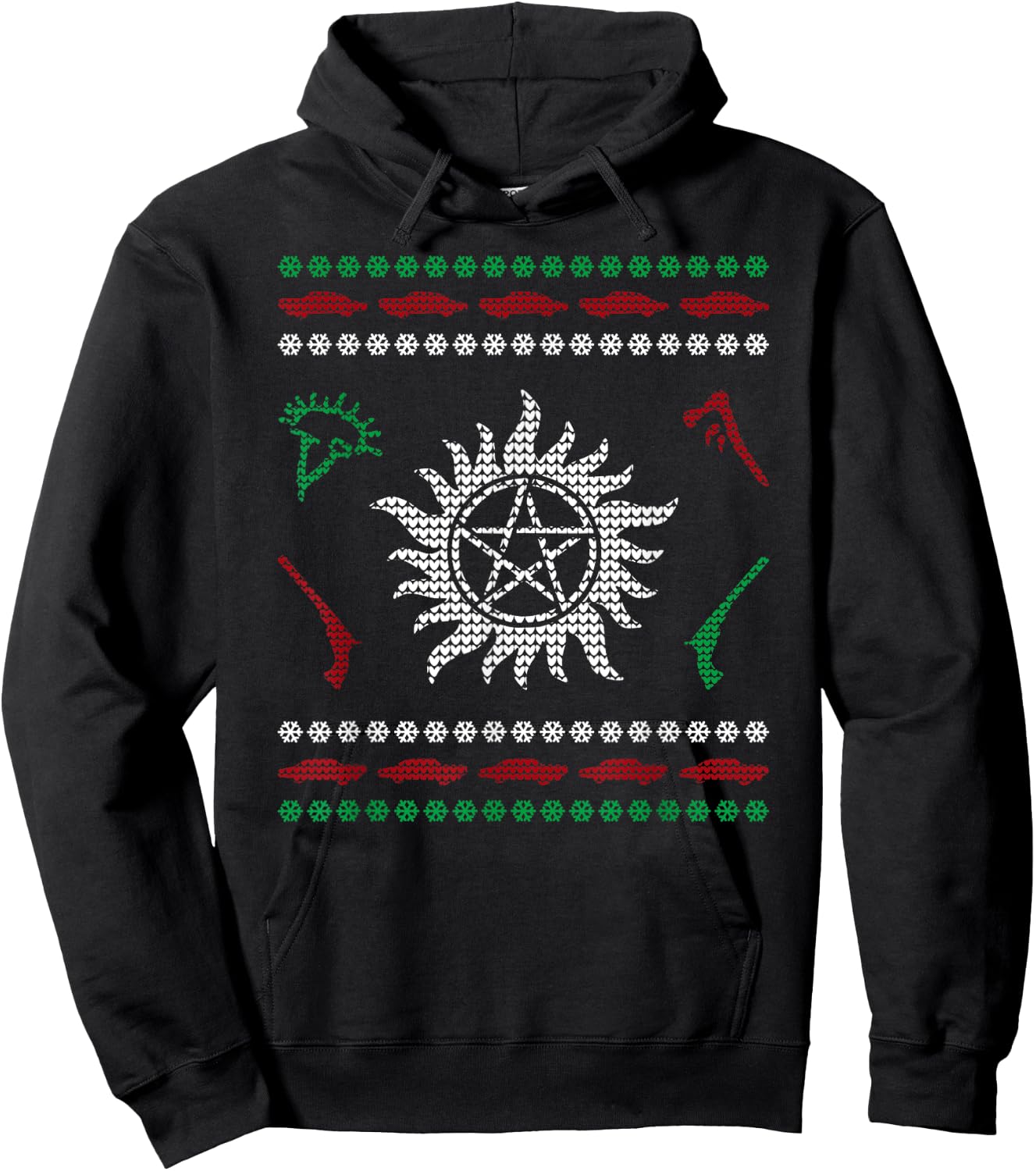 Pentagram Ugly Christmas I Sam Dean Ugly Sweater Hoodie - Hoodie | Black